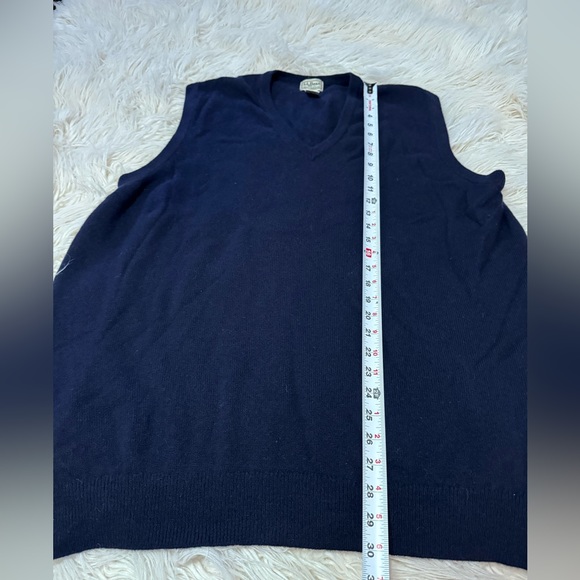 L.L. Bean 100% lambswool sweater vest mens XL Tall navy v neck 0 QY81 - Picture 4 of 6